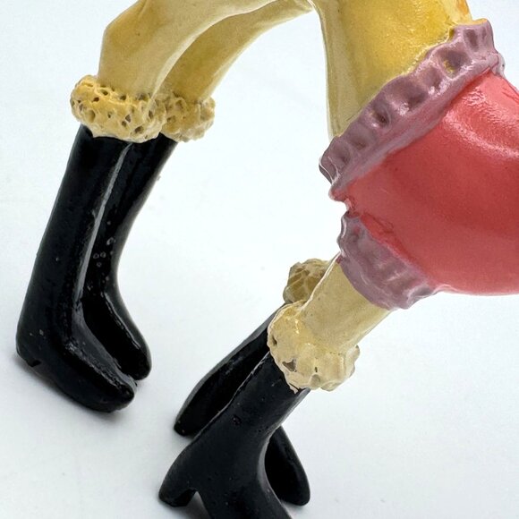 1990s Fashion Forward Cat Ornament Pink Outfit Black Boots Red Handpainted Vtg - Picture 7 of 7